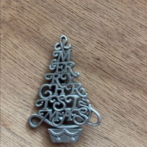 FORT USA Merry Christmas Tree Holiday Jewelry Pin Brooch Silver Color Unisex